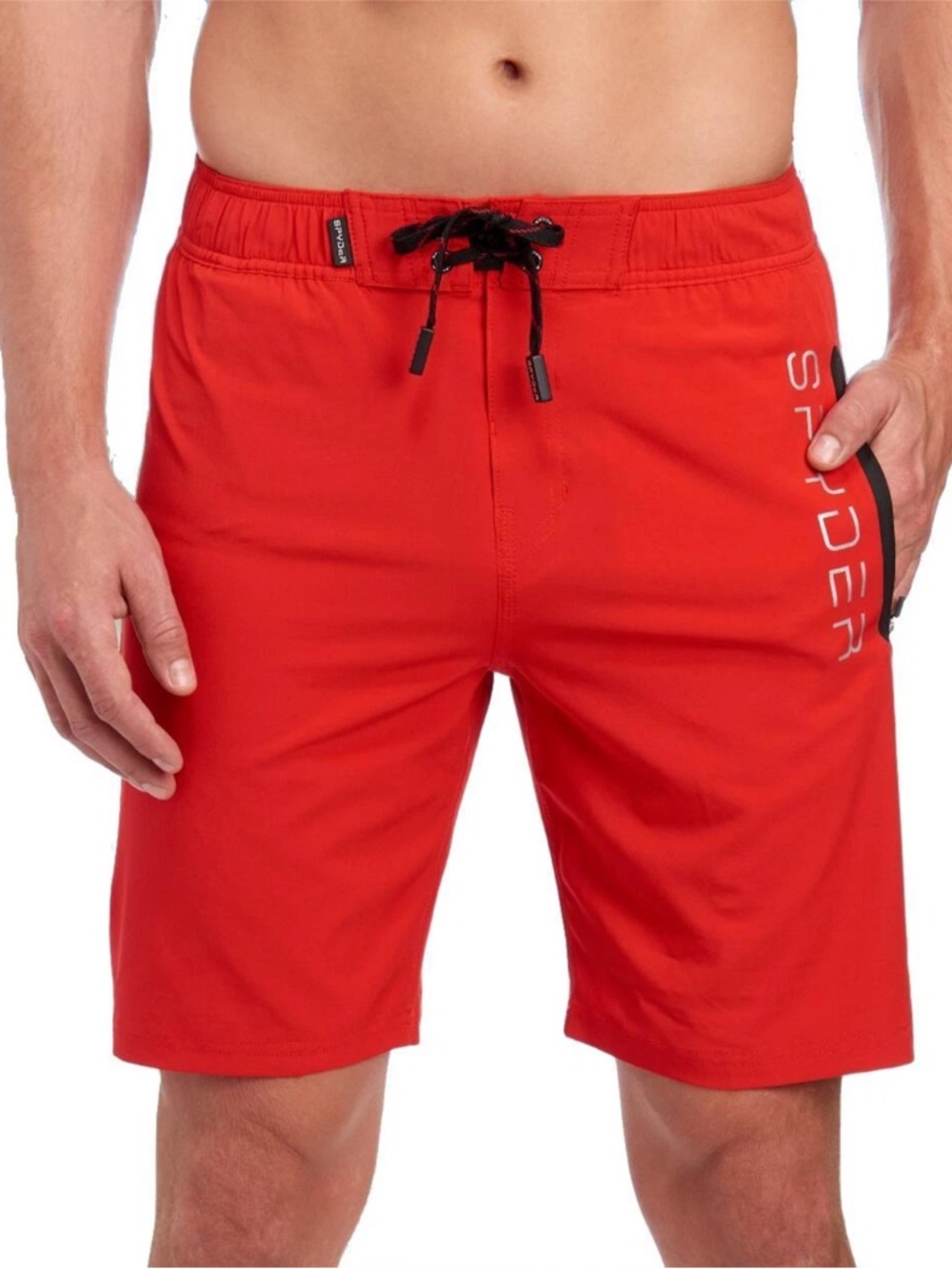 Spyder Men’s 9” Red Swim Board Shorts with Black Drawstring